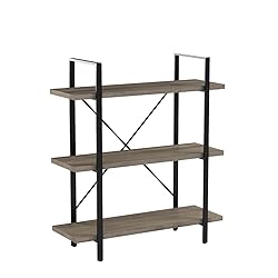 HSH 3-Shelf Bookcase, Rustic Gray 3 Tier