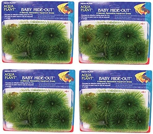 Penn Plax Fish Breeding Grass – Baby Hideout, Safe Hiding for Fry – Decorative Aquarium Grass (4-(Pack))