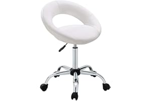 DUHOME Adjustable Swivel Work Stool Task Chairs,White Massage Salon Home Office Facial Spa Medical Chair Stool Backrest Cushion & Wheels