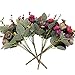 Grunyia Artificial Fake Flowers Silk Tiny Rose Flowers Wedding Bridal Bouquet Home Decoration,Pack of 4(Wine Red)