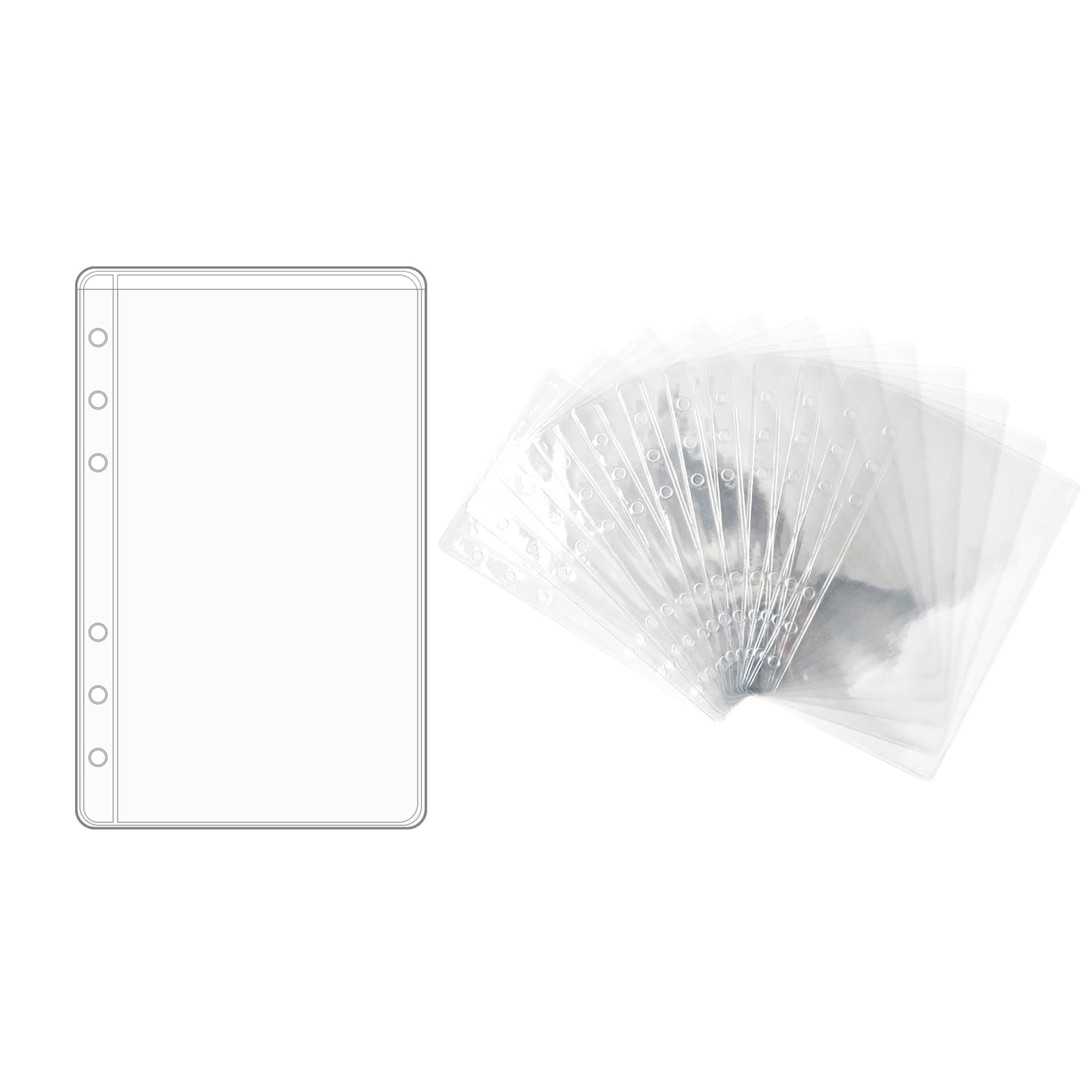 Photo 1 of NatSumeBasics 12 A6 Binder Pockets a6 Budget Cash Envelopes Clear Binder Inserts for 6-Ring Notebook Binder Sheet Protectors Organizer Photos Money Bills (A6, Clear)