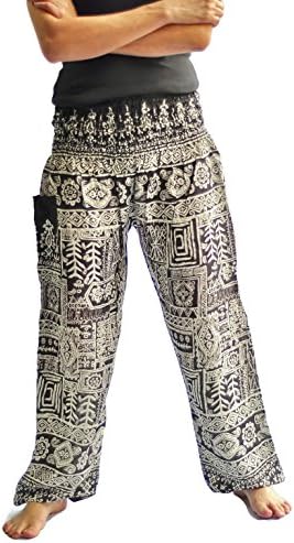 Ahh pants Women's Yoga Clothing Comfy Boho/Harem Pants Print Rayon Fabric One Size Black