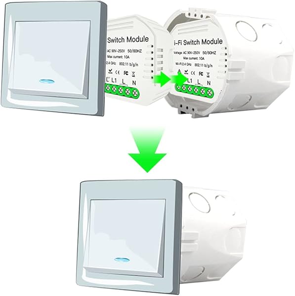 Timetided Mini WiFi Interruptor de luz Inteligente Mdulo de Interruptor de Bricolaje Smart LifeTuya App Control Remoto Funciona con Alexa Echo Google Home 1 2 Way