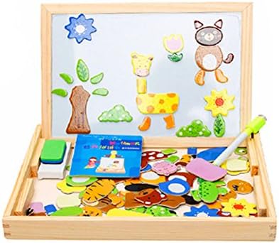 Jutao Kids Mini Educational Fingerboards Animals Jigsaw Toys Drawingboards with made of wood