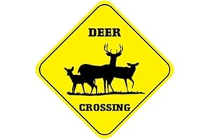 WAGSUO Deer Crossing Signs Square Funny Metal Signs for Home Decor Kids Room Gate Yard Sign Novelty Gifts 12"x12"