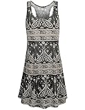 Hibelle Sleeveless Dress, Womens Round Neck Pattern Flowy Knit Basic Razorback Tank Dress for Summer Black L