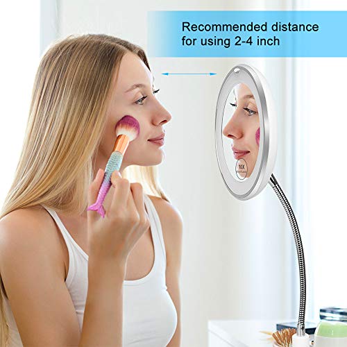 10X Magnifying Makeup Mirror, LED Mirror Adjustable Flexible Gooseneck & Locking Suction Cosmetic Mirror, Magnification Mirrors, 360° Swivel Wall Mirror, Vanity Mirror For Home Bathroom