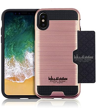 📱iPhone X Wallet Case Apple 2017 series, Slim Credit Card Id Slot Cover Premium Shock Proof Protection Hybrid Dual Layer TPU PC Anti Slip Grip, 4 Colors Black, Rose, Gold and Silver By ProTec Armor