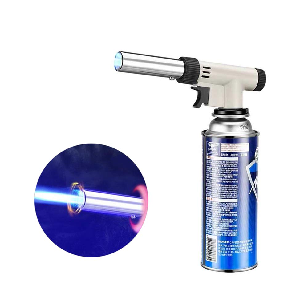 High-Temperature Cooking Spray Gun, Gas Blow Torch Portable Adjustable Pressure Type Ignition for Outdoors Barbecue 1300℃ for Outdoor BBQ Desserts, Creme Br