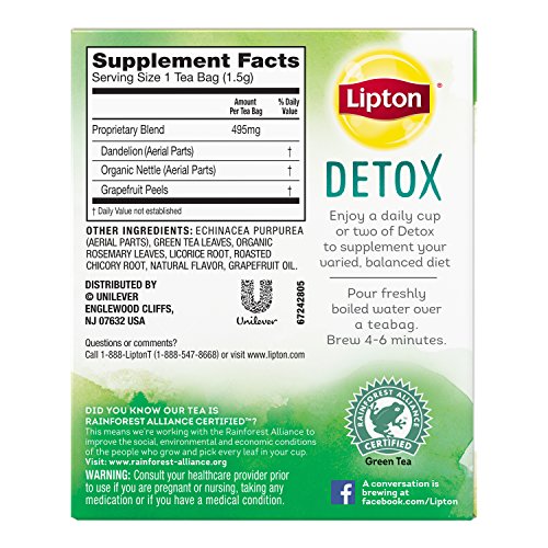 Lipton Herbal Supplement with Green Tea Detox 15 ct, Pack of 4 Pricepulse