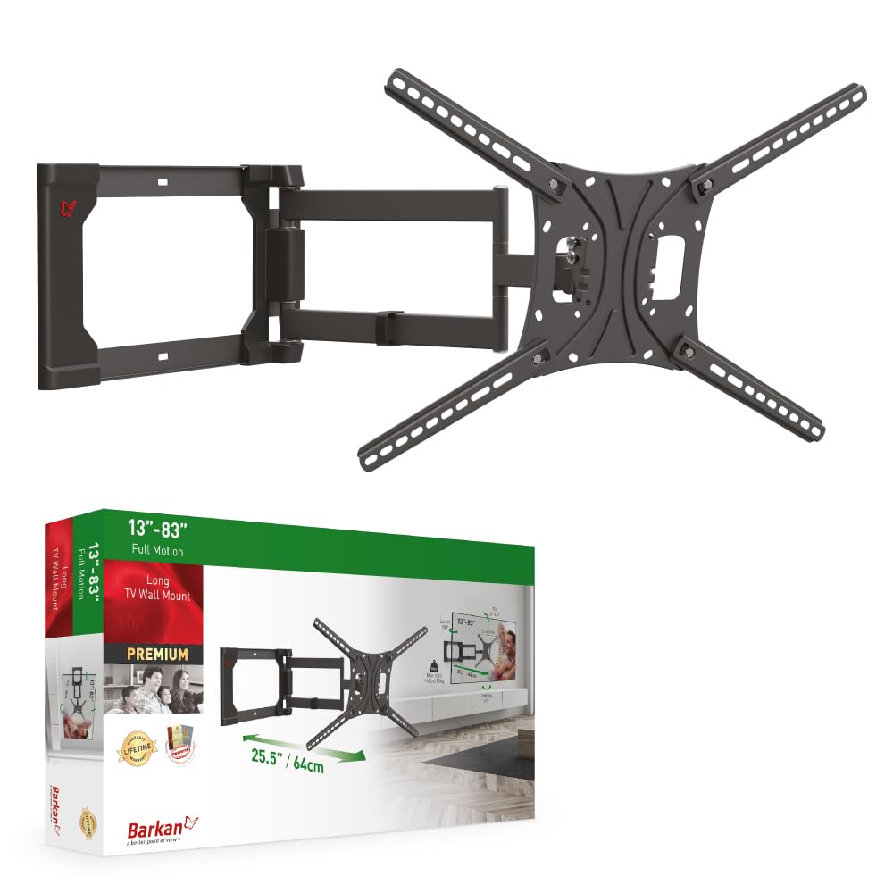 TV Wall Mount, 40-80 inch Full Motion Articulating - 4 Movement Flat/Curved Screen Bracket, Holds up to 110lbs, Patented, Extra Stable