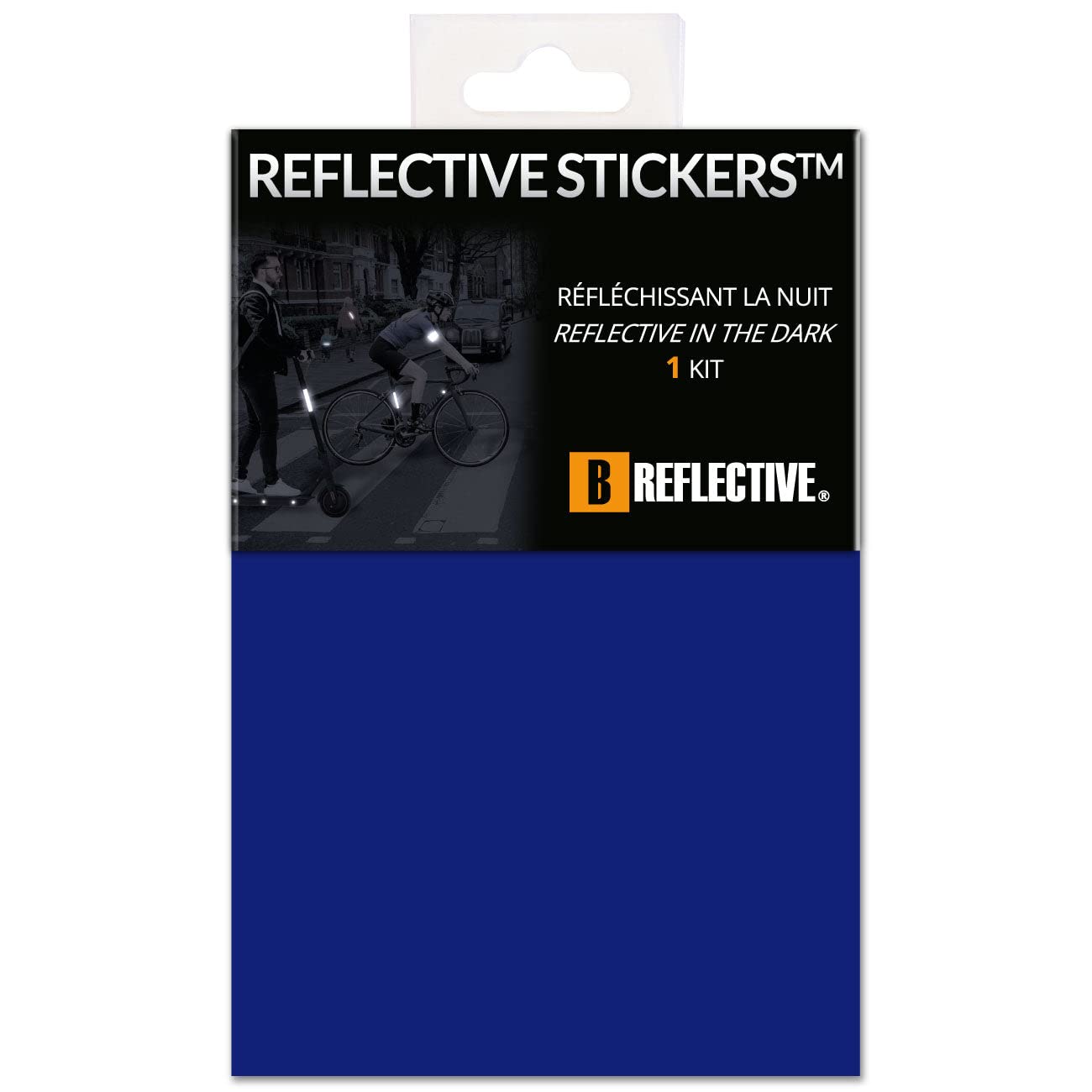 B REFLECTIVE 3M® COLORS™, Cut-out Retro-Reflective Sticker Sheet, Multi Support: Bicycle, Scooter, Motor Scooter, All Helmets, 3M Technology, 20x30 cm, Dark blue — image 1