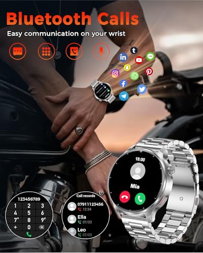 Military Smart Watch for Men-1000mAh Battery, 2 Straps, 1.52" HD Rugged Smartwatch with BT Calling, 120+ Sports Modes, Heart Rate Sleep Monitor, IP68 Waterproof Fitness Tracker for Android iOS, Silver