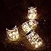 Homeleo 4 Pack Vintage Outdoor Solar Mason Jar Light Set(Lid Lights,Mason Jars,Hangers Included),20 Led Warm White Fairy Firefly Glass Bottle Solar Lights Kit for Garden Yard Path Party Umbrella Decor