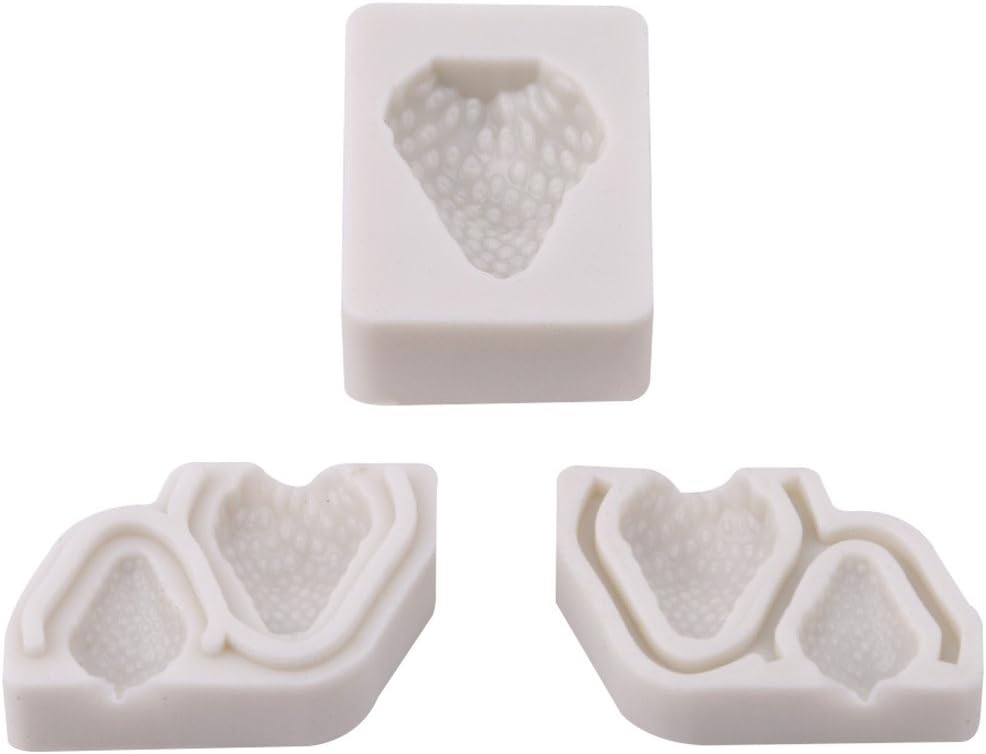 UNKE 3Pcs Strawberry Shaped Silicone Mold Fondant Mould Cake Decorating Tool Chocolate Sugarcraft Mold