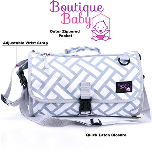 image for Portable Boutique Baby diaper changing pad folds into travel clutch, e