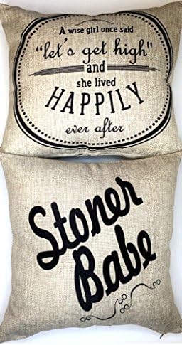 Stoner Babe indoor-outdoor tan Throw Pillow