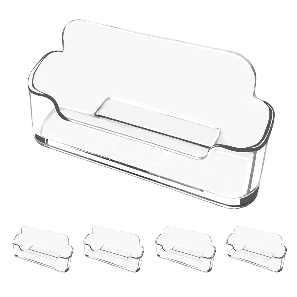 Vrupin 4 Pack Acrylic Business Card Holder, Fits 30-50 Cards, Transparent, Polished, Desk Display Stand