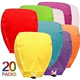 Maylai 20Pcs Sky Lanterns Flying Paper Lanterns Chinese Wish Lanterns for Birthday Wedding Party Anniversary Chinese Lanterns Assorted Colors 100% Biodegradable Environmentally Friendly!