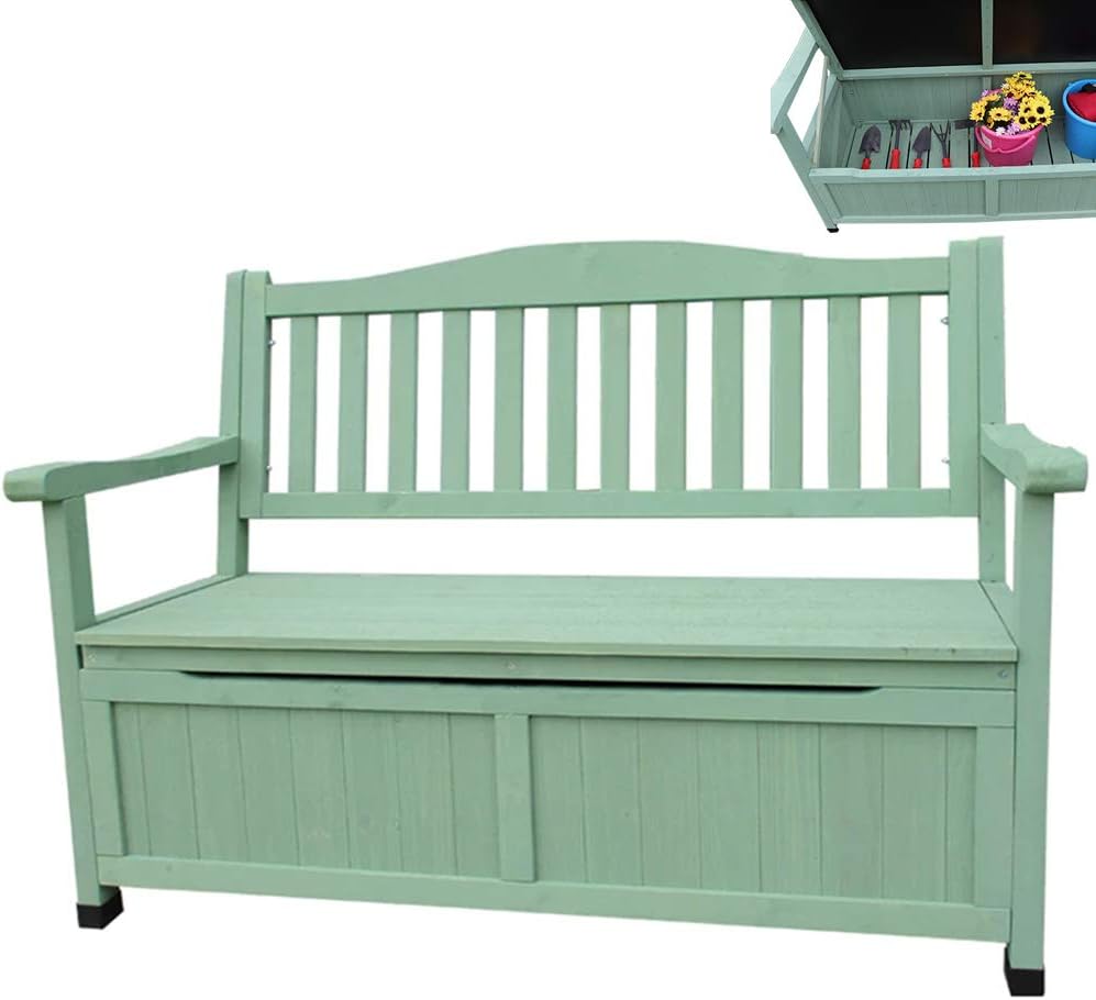 Amazon Com Terrace Park Benches Outdoor Storage Bench Weatherproof Solid Wood Bench Double Courtyard Bench With Backrest And Armrests For Storing Gardening Tools Outdoor Supplies Garden Outdoor
