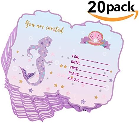 Mermaid Invitations Set of 20, Double-Sided Printing Party Supplies