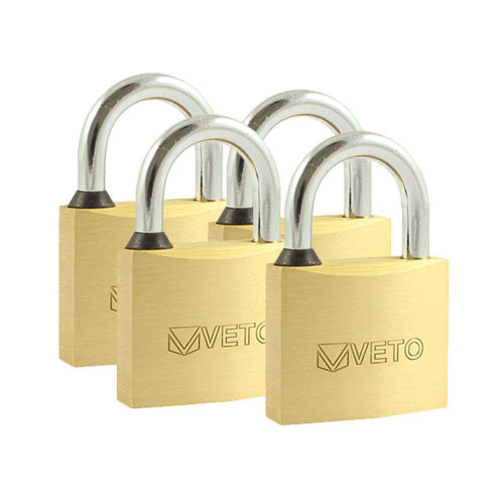 TIMCO Brass Padlocks Key Alike - 40mm - Gold - 4 Padlocks - A Durable Medium Security Padlock Used for a Variety of Applications.