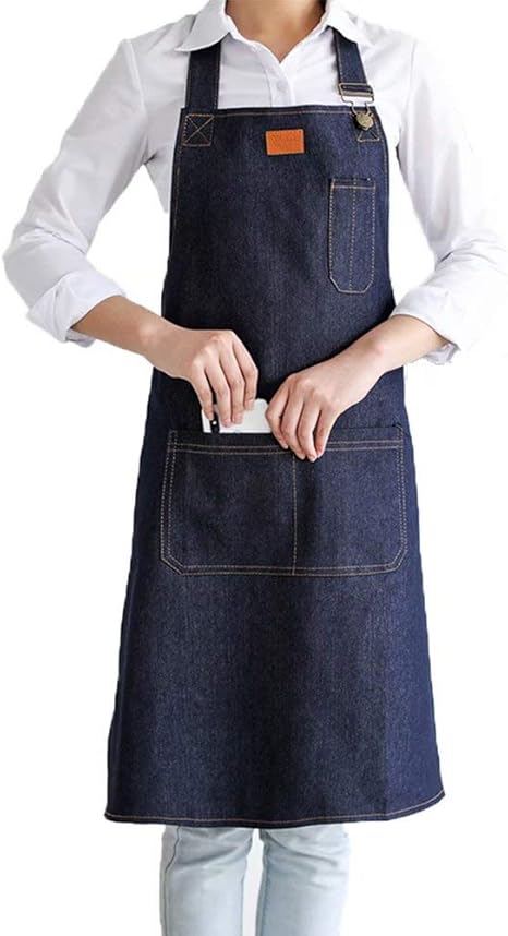 Amazon エプロン メンズ おしゃれ デニム 保育士 首掛け 前掛け 胸当て カフェーエプロン 料理教室 男女兼用 作業用 家庭用 カフェ用 汚れにくい エプロン オンライン通販