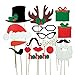 Tinksky A Set of 17pcs DIY Funny Glasses Moustache Red Lips Deer Horn Santa Hat On Sticks Christmas Wedding Party Photo Booth Props