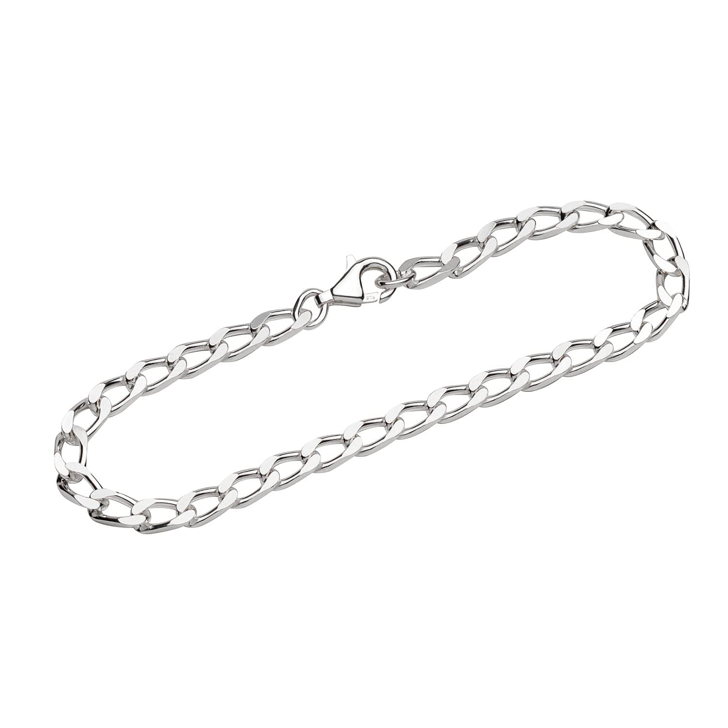 NKlaus bracelet 925 Sterling Silver 19cm long curbchain 4times diamond bracelet chain 12467