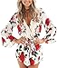 Relipop Women's Floral Print Long Sleeves Short Romper Playsuit Jumpsuit (Small, Red)