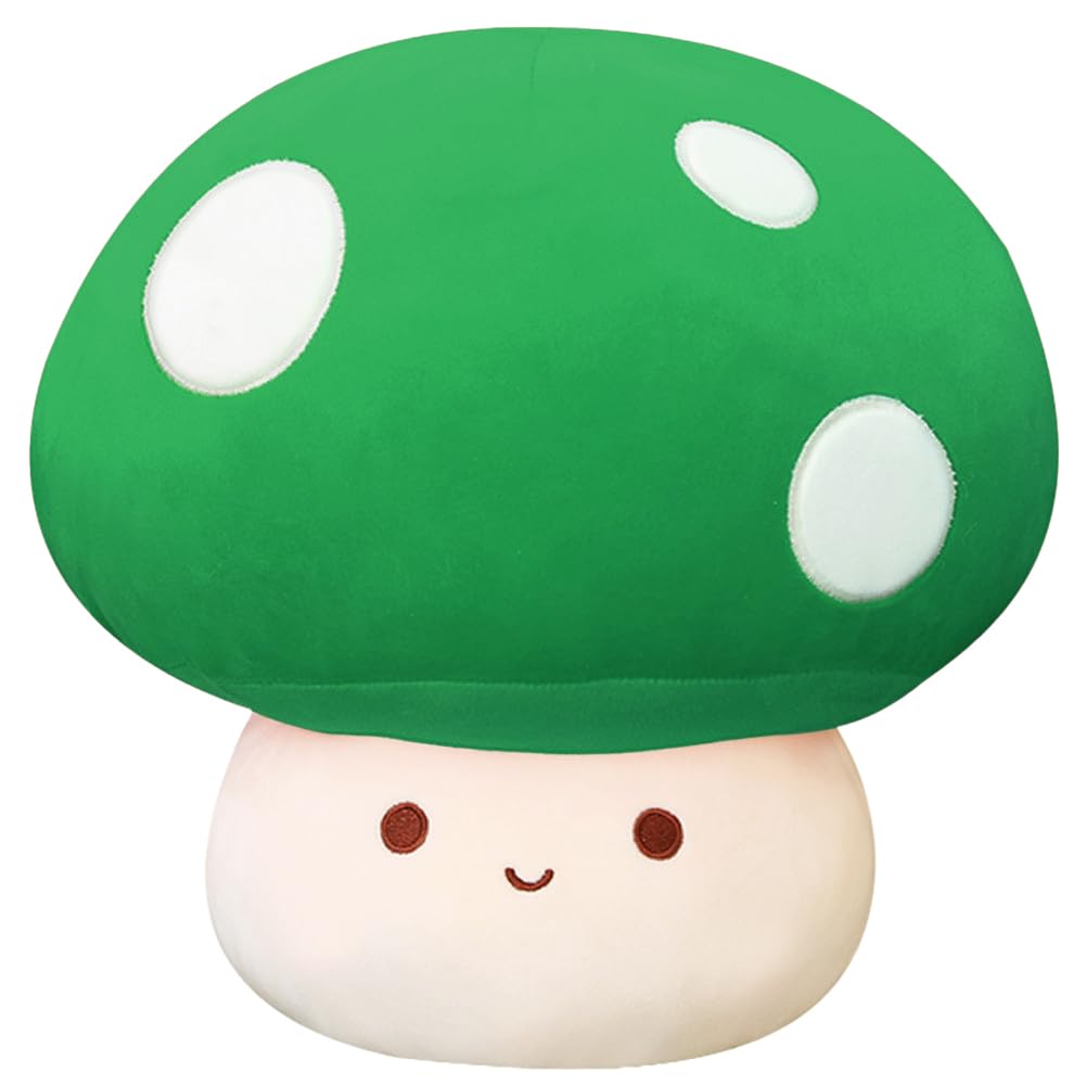 SNOWOLF Cute 3D Mushroom Plush Toy Soft Kawaii Stuffed Hugging Pillows Gift for Girls Kids Women Decor Christmas Valentines Party (9inch/23cm, green)