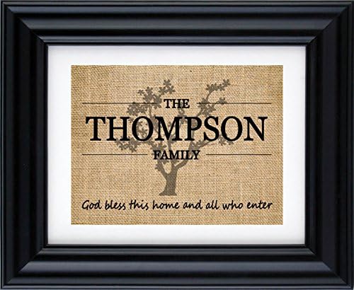 Family Name sign, God Bless This Home Sign, Blessing for the Home personalised with family name, New home gift - (Frame and Matte not Included)