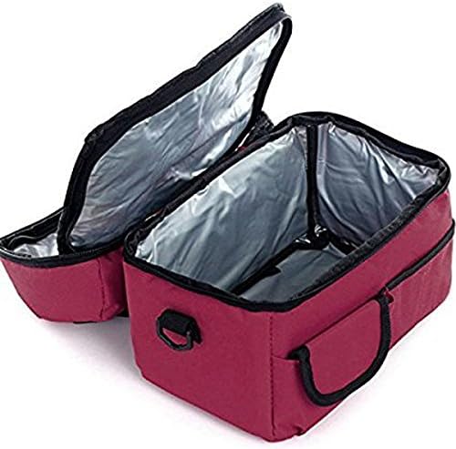 8L Large Capacity Fresh Ice Pack Lunch Box Storage Bento Pouch Containers Bag for Food Drinks Bottles (wine red)