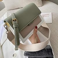 XUYRENP Contrast Color Leather Crossbody Bags for Women 2019 Travel Handbag Fashion Simple Shoulder Messenger Bag Ladies Cross Body Bag (Color : Khaki, Size : One Size)