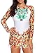 YATEEN Women's Long Sleeve Sun Protection Rash Guard Wetsuit Two Piece Swimsuit Set