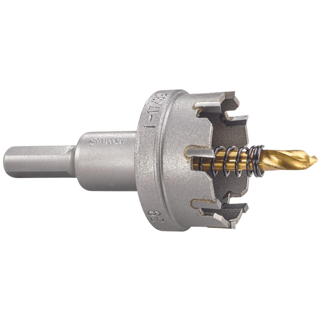 Starrett Tungsten Carbide Tipped Hole Saw - SM39 Sheet Metal Cutter With Arbor & Pilot Drill Bit - For Drilling Stainless Steel Aluminum Alloy - 39 mm