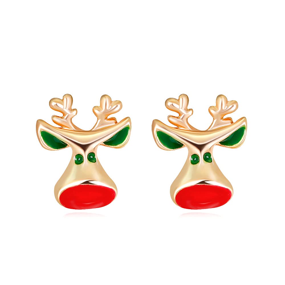 Cute Deer Christmas Stud Earrings for Women Teens Girls Lovely Animals Cartilage Earring Studs Piercing Xmas Christmas Jewelry Gifts Bff Birthday Hypoallergenic