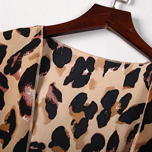 Farmerl Cardigan for Women Chiffon Shawl Leopard Print Kimono Cover Up Blouse Yellow - Thumbnail 5