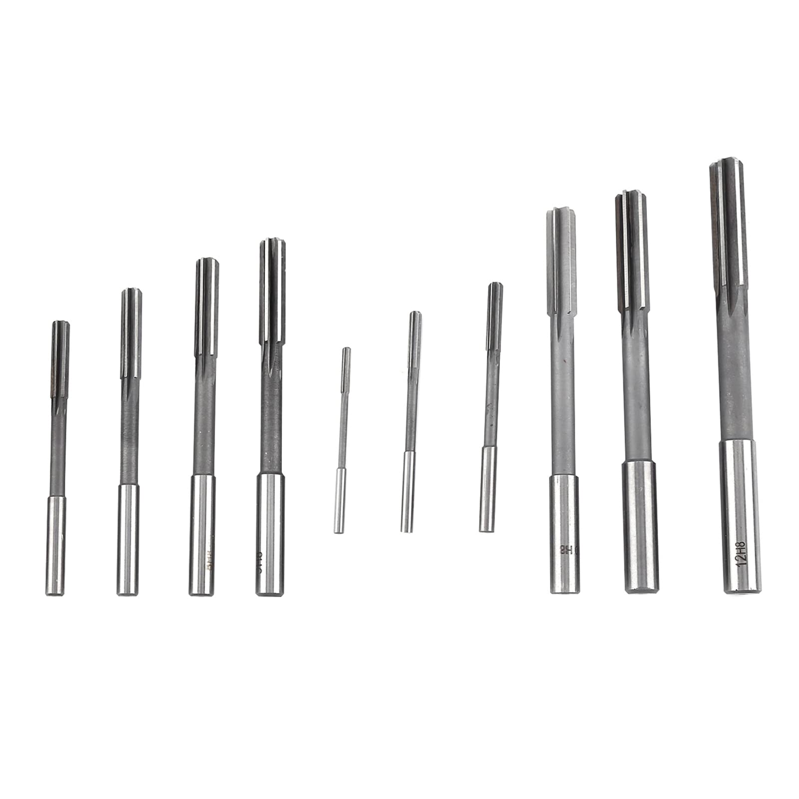 High Speed Steel Straight Shank Reamer H8 10 Pieces Set (3/4/5/6/7/8/9/10/11/12mm), Reaming Tool