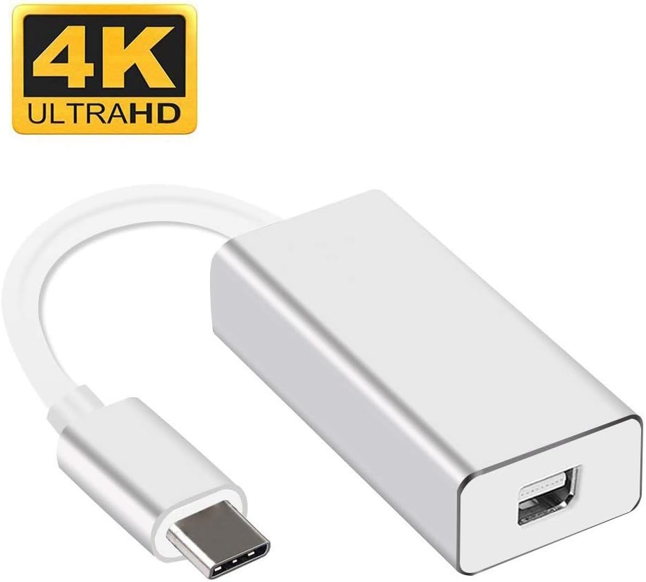 USB-C to Mini DisplayPort Adapter, USB 3.1 Type C to Mini DP Adapter Support 4K, 1080P for MacBook Pro,ChromeBook, Pixel, Alienware, to LED Cinema Display/Dell Monitor etc
