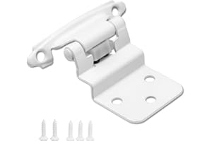 DONANIM 3/8 Inch Inset Semi Concealed Cabinet Hinges White, (10 Pairs - 20 Pack) Self Closing Hinges for Cabinets Doors, Kitchen Cabinet Door Hinges Hardware
