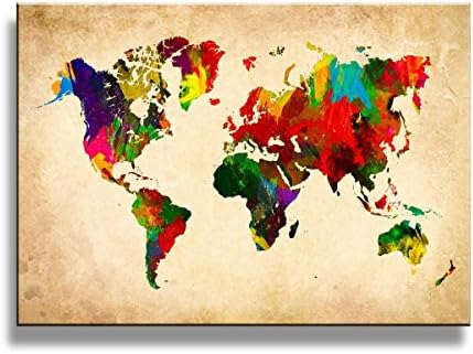yixuanwall art -canvas Prints,world map Wall Art oil Paintings Printed Pictures Stretched for Home Decoration hs0015