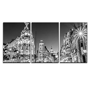 Rays of Traffic Lights on Gran via Street...