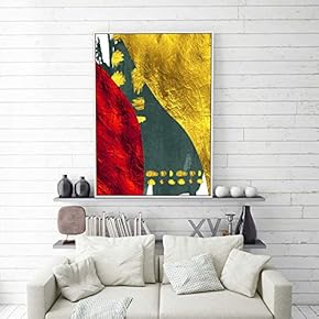 Framed Canvas Home Artwork Decoration Golden Abstract Style Canvas Wall Art for Living Room, Bedroom - 16x24 inches