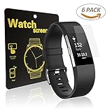 Fitbit Charge 2 Screen Protector (6-Pack), Homga Full Coverage Screen Protector for Fitbit Charge 2 Clear HD Anti-Bubble Film ,Anti-Fingerprint & Anti-Scratch Clear Screen Protector