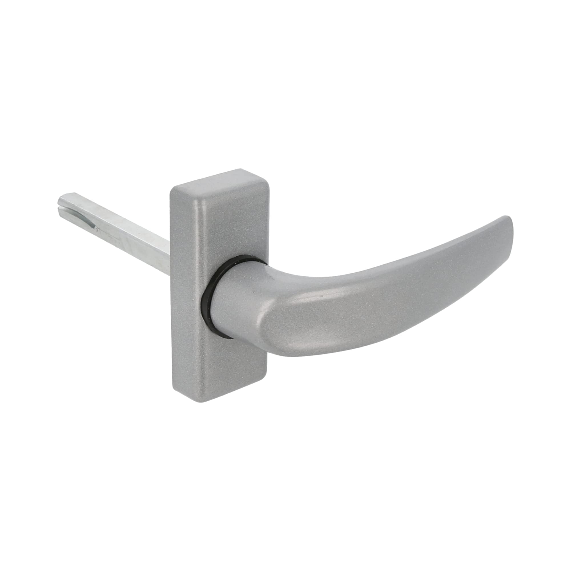Amig - Set of 2 Rosette Handles for Doors, Model Delta, 121 x 72 mm, Square 8 mm, Elegant and Simple Design, Ergonomic Handle, Aluminium Silver