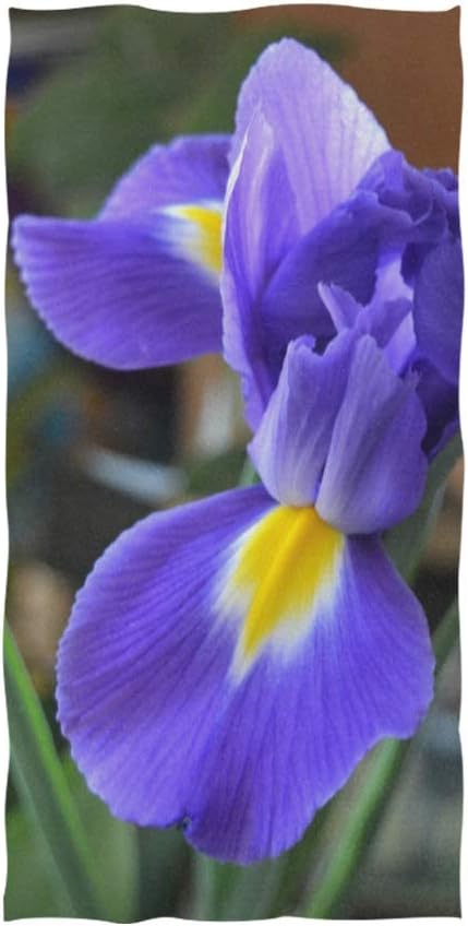 Amazon 紫色のアイリスの花春の花柄プリント緑の葉と紫の花柔らかいバスタオル吸収性ハンドタオルバスルームホテルのジムとスパ用多目的40 X 70cm バスタオル ホーム キッチン オンライン通販