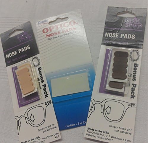 Bundle 3 Items; EyeGlass Nose Pads, Colors: Flesh, Brown &amp; Clear Silicone Comfort Pads