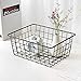 Metal Wire Storage Basket with Handles for Kitchen Food Pantry Papers Home Office Desk Shelf Bathroom Laundry Room Shelf Bedroom Bed Room, 2PCS (Black)