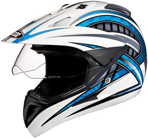 Studds Motocross D2 Off Road Full Face Helmet With Visor (White and Blue, L) Studds Motocross D2 Off Road Full Face Helmet With Visor (White and Blue, L)